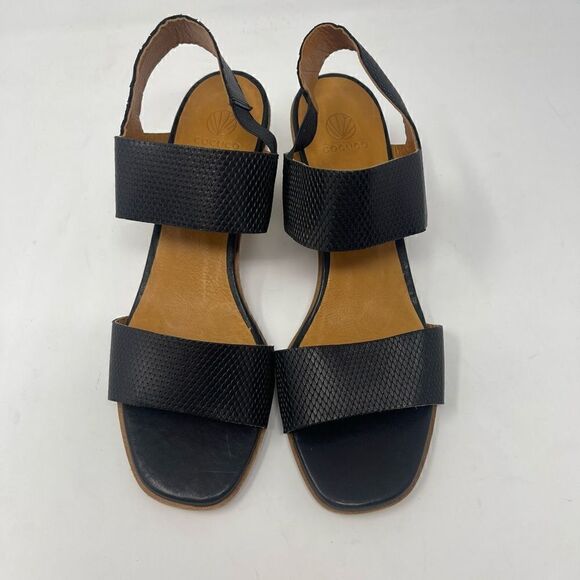 Coclico Black Bedford Block Heel Grabado Talco Slip-On Sandal Size 38.5 - Picture 1 of 8
